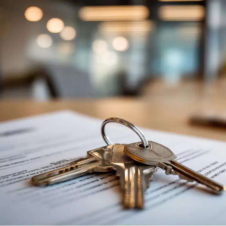 des clés posées sur un contrat de loyer impayé